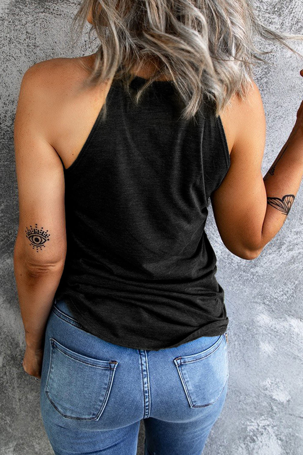 graphic grecian neck tank