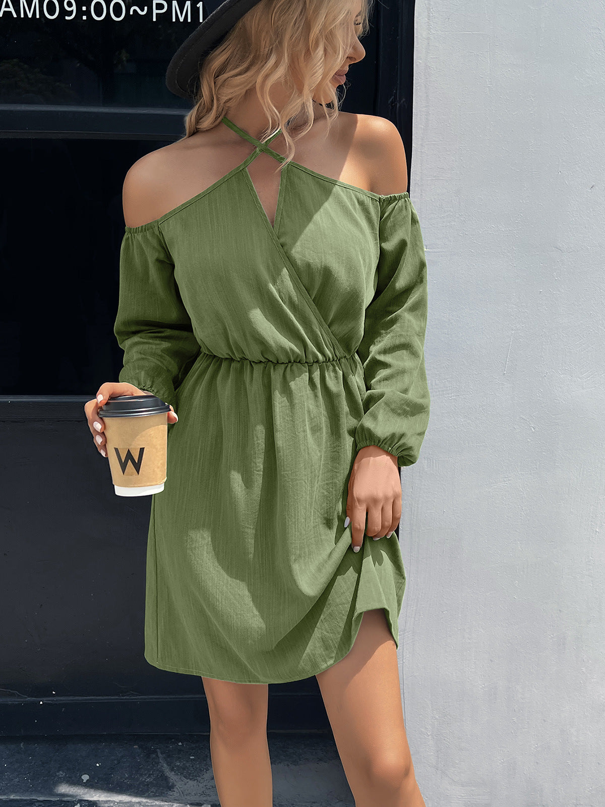 cold-shoulder crisscross mini dress