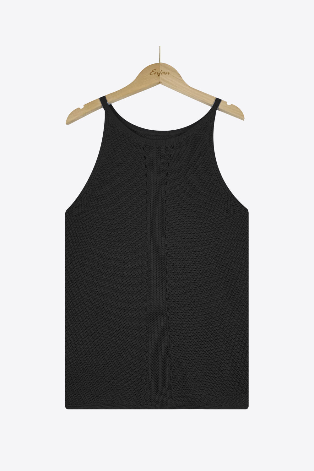 openwork grecian neck knit tank top