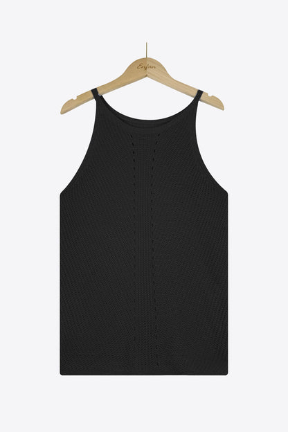 Openwork Grecian Neck Knit Tank Top