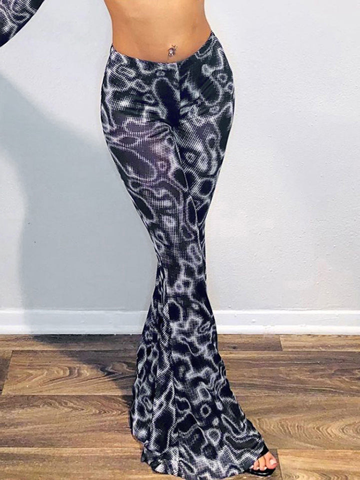 printed long flare pants