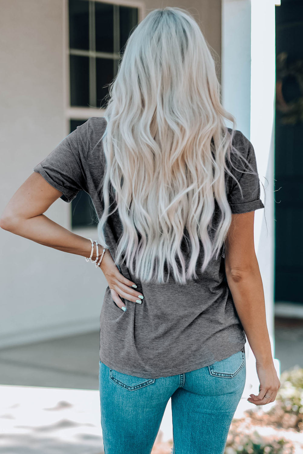 leopard bunny graphic cuffed tee shirt