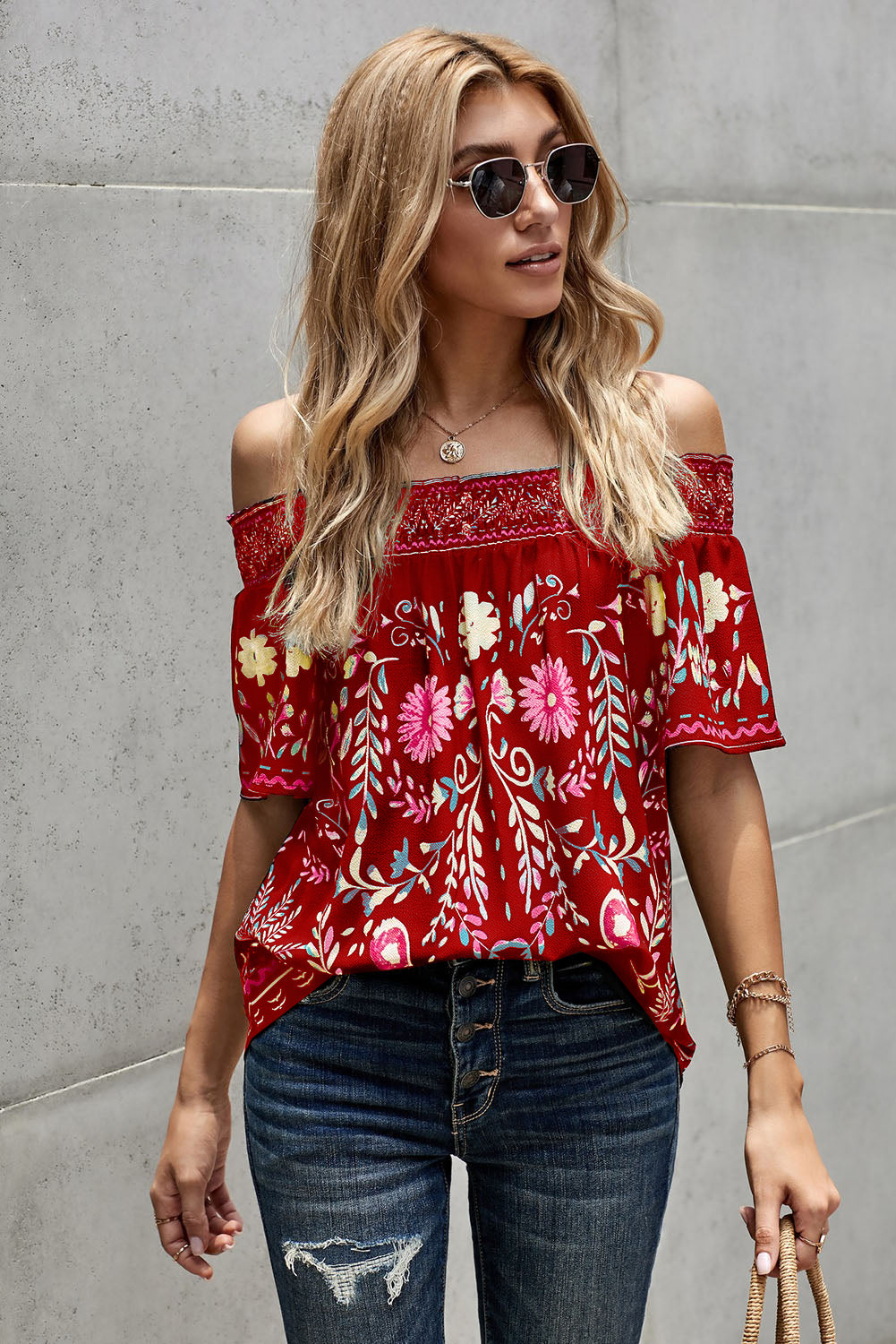 floral off-shoulder blouse