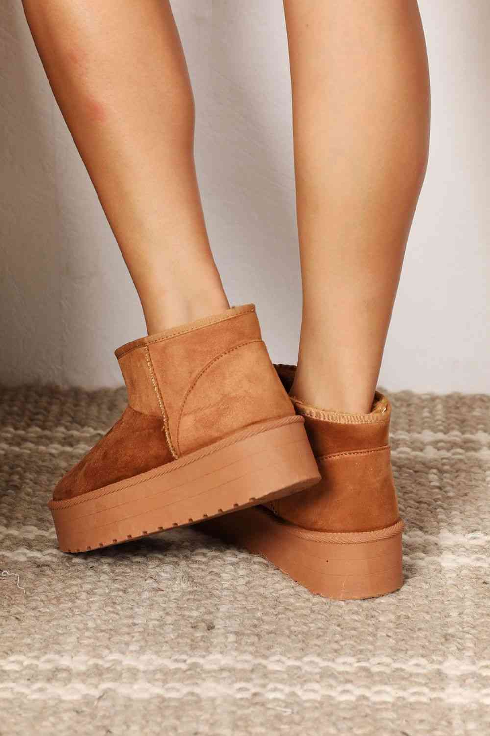 legend women's fleece lined chunky platform mini boots