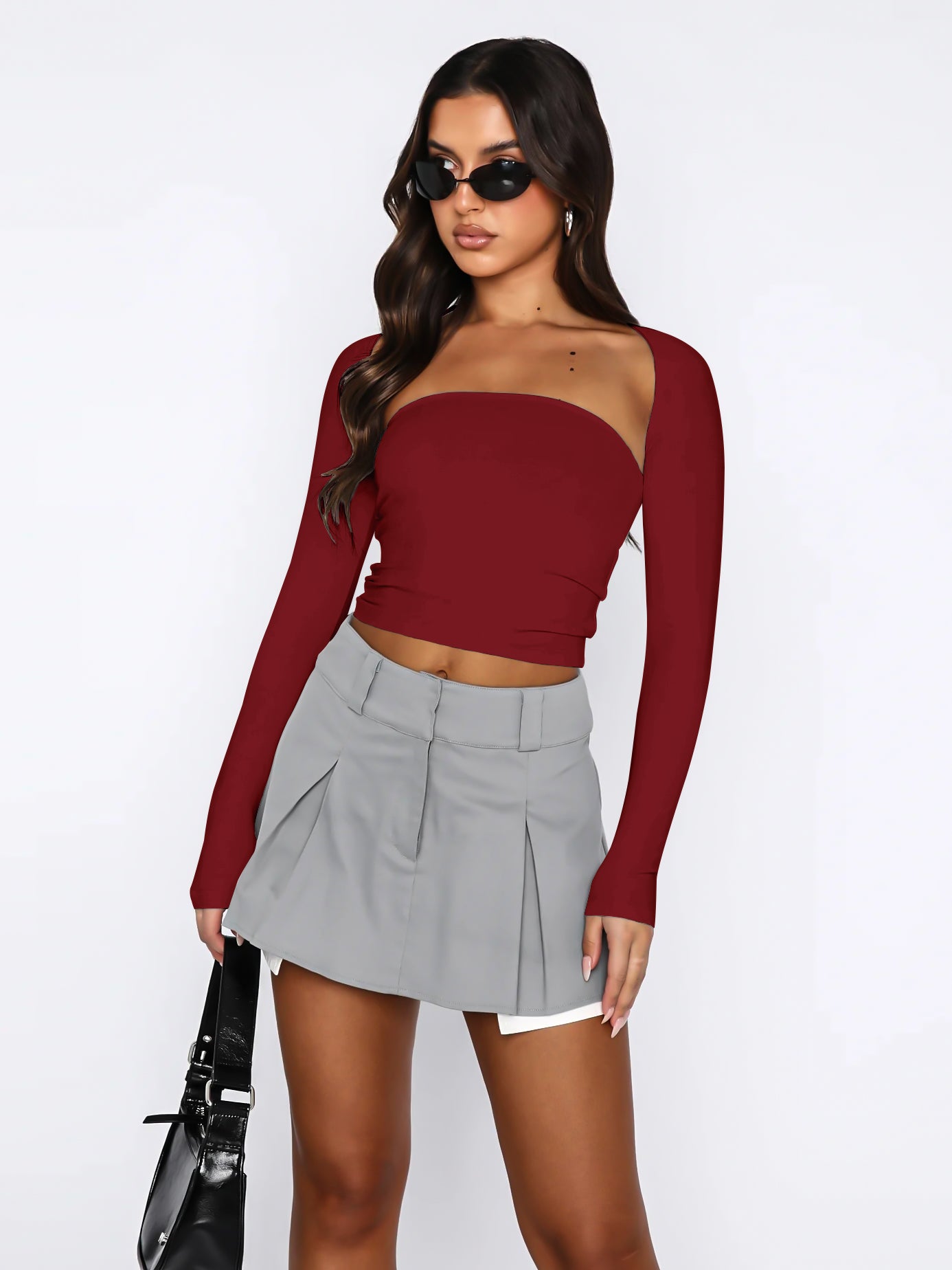 cutout raglan sleeve bolero and tube top
