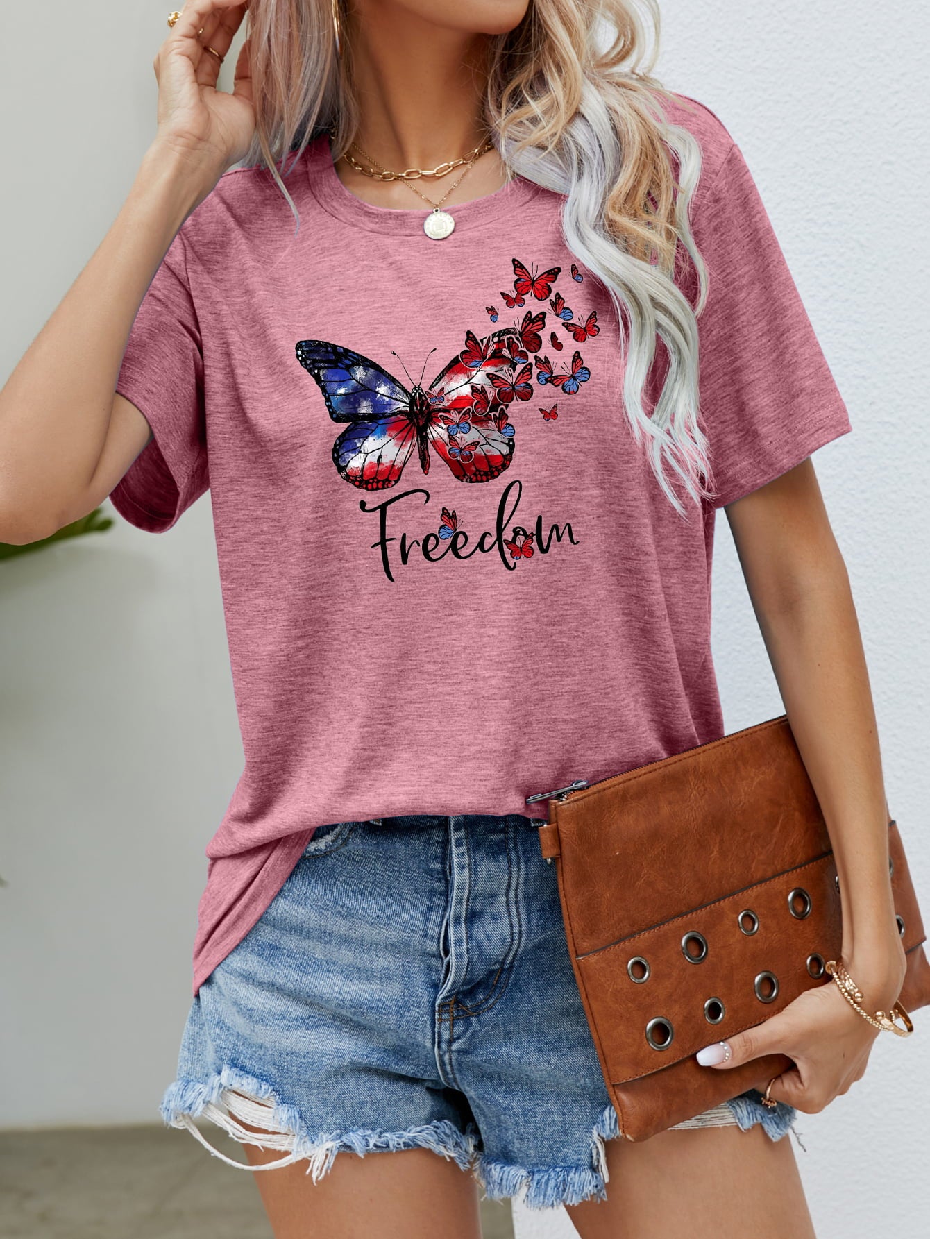 freedom butterfly graphic short sleeve tee