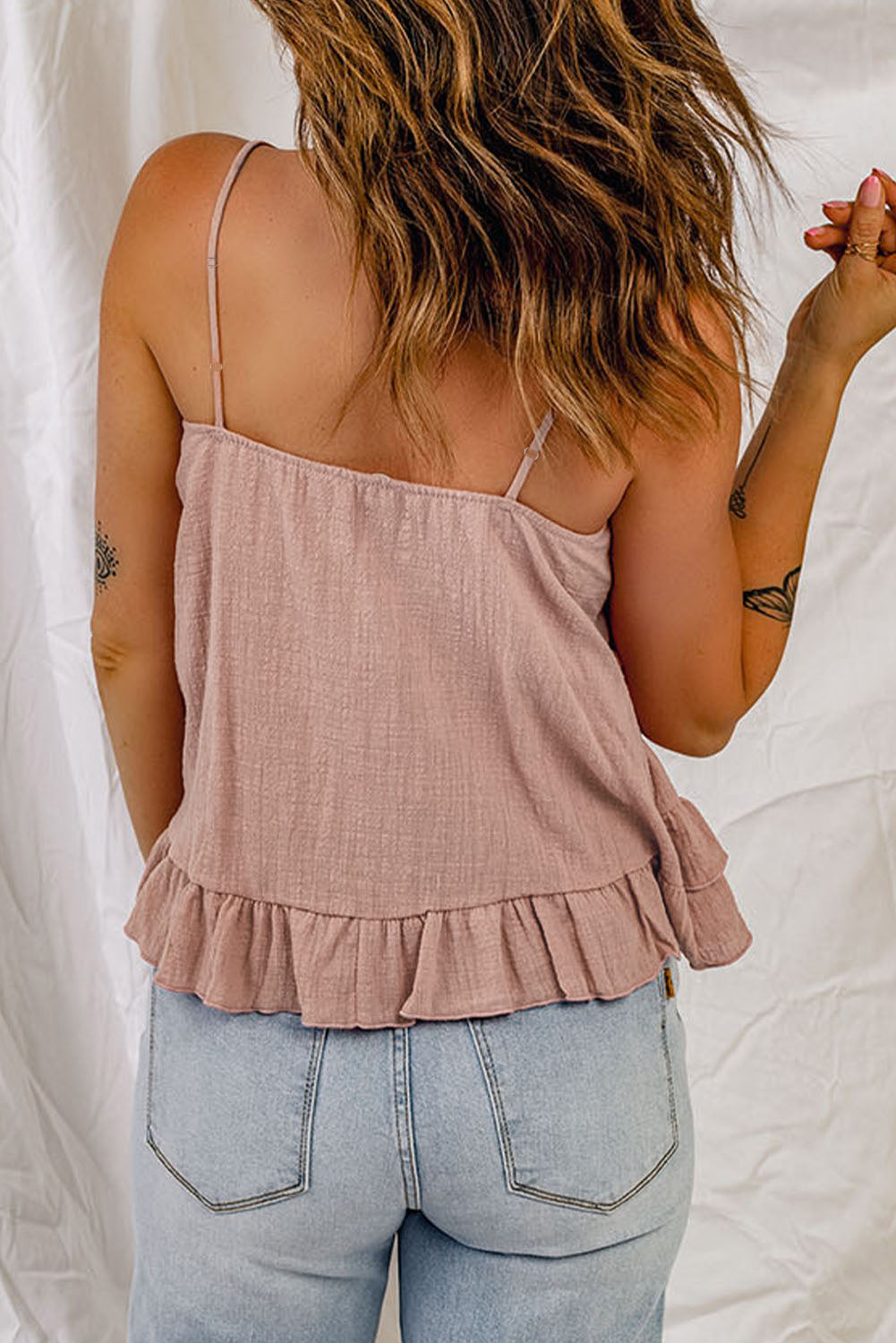 ruffled scoop neck sleeveless cami