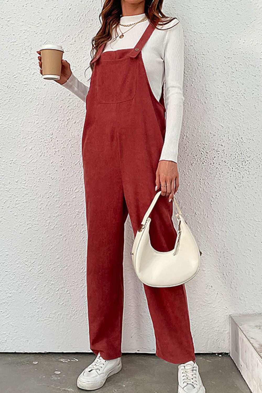 carrying your love buttoned corduroy overalls