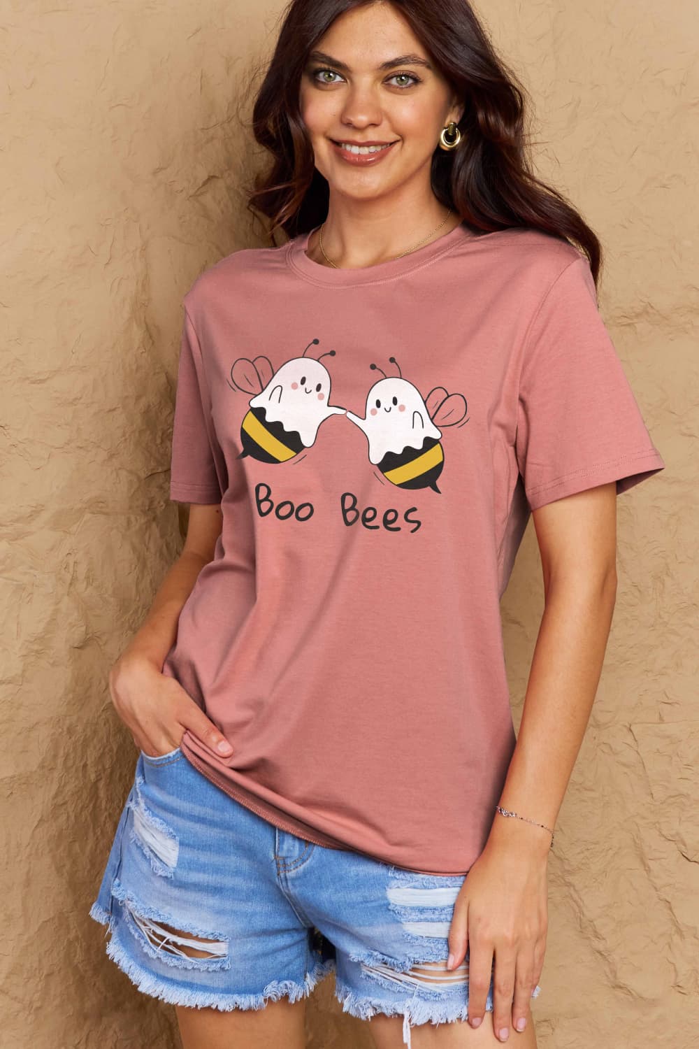 simply love full size boo bees graphic cotton t-shirt