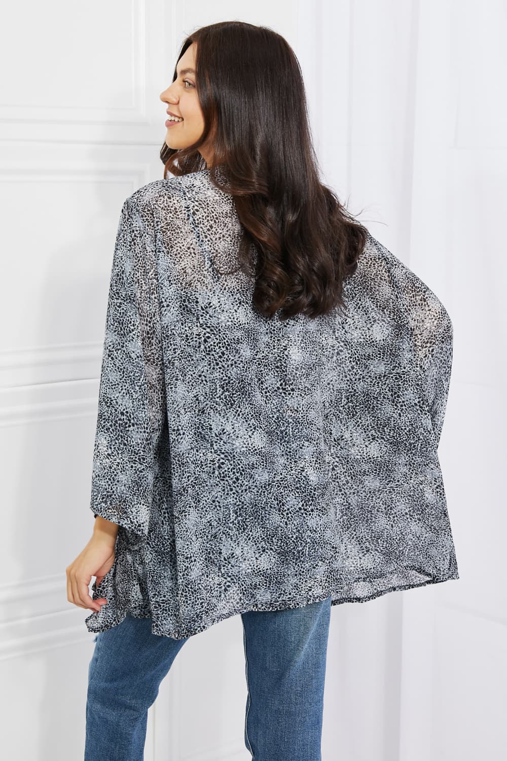 melody full size snake print chiffon kimono