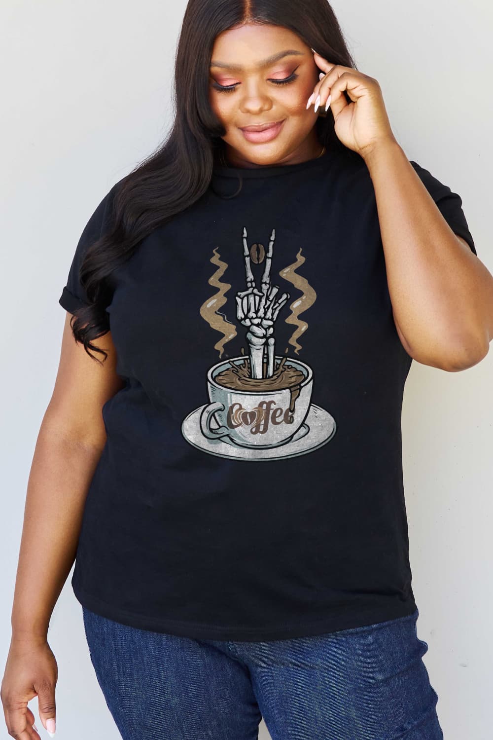 simply love full size coffee graphic cotton tee