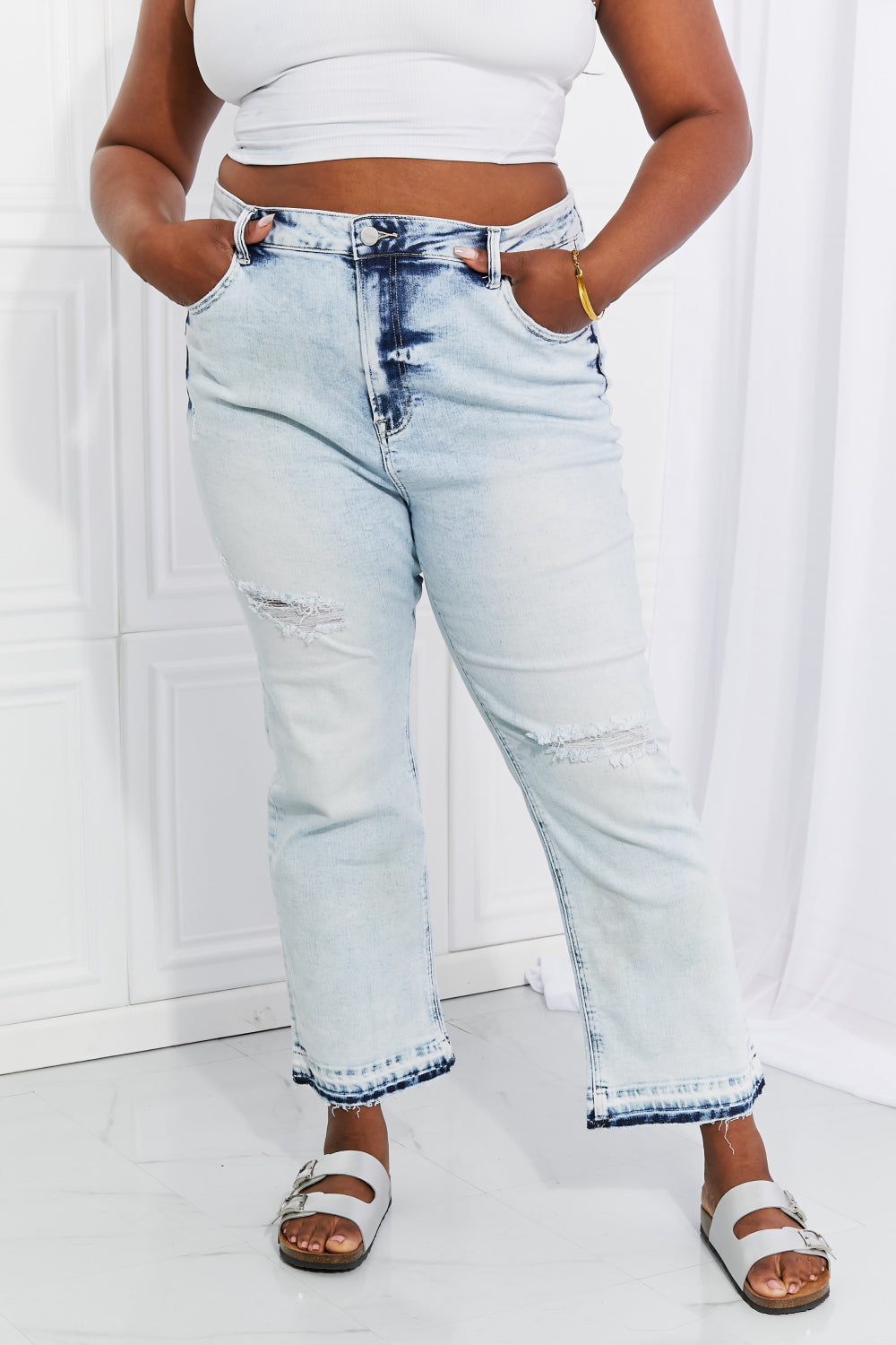 risen full size camille acid wash crop straight jeans