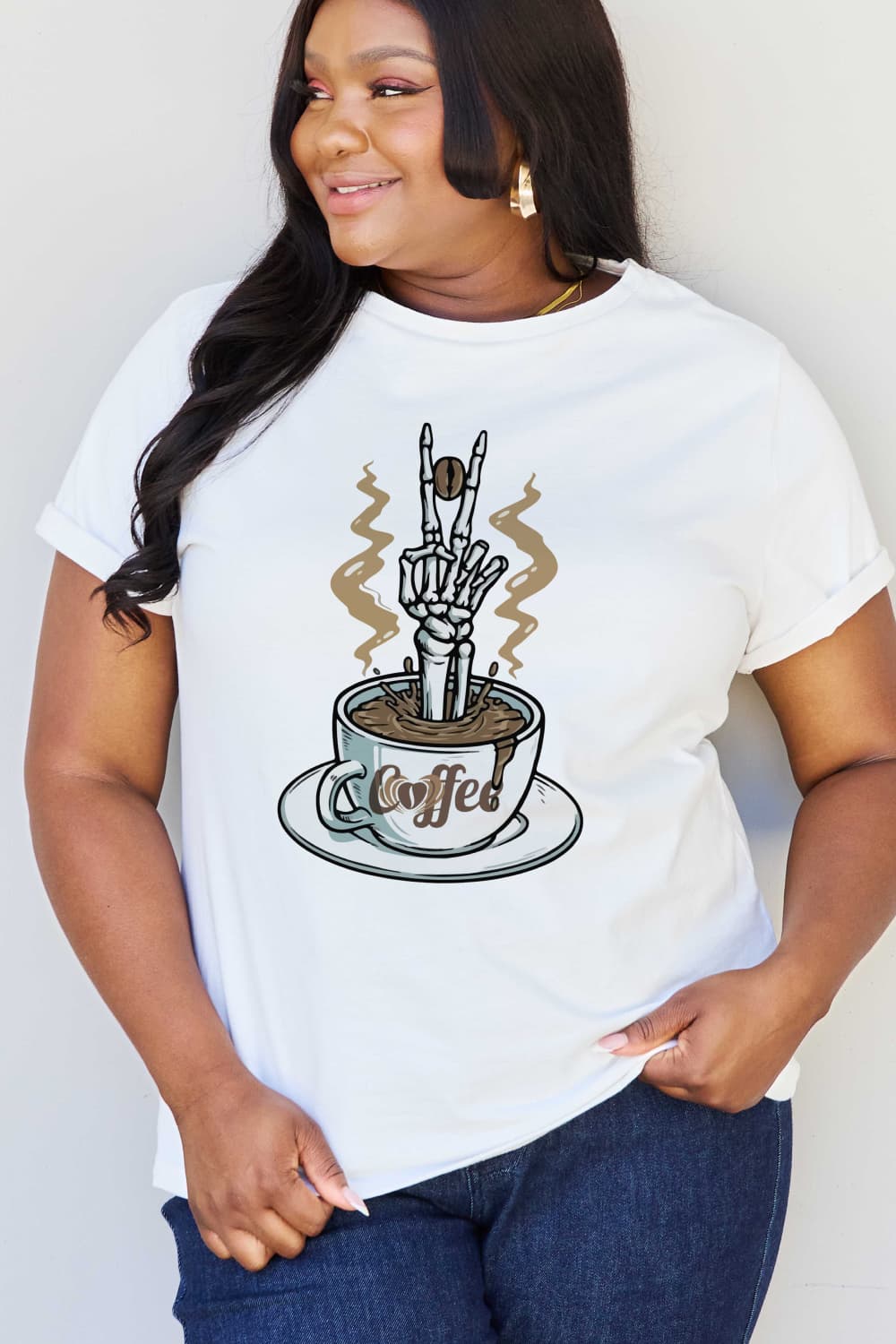 simply love full size coffee graphic cotton tee