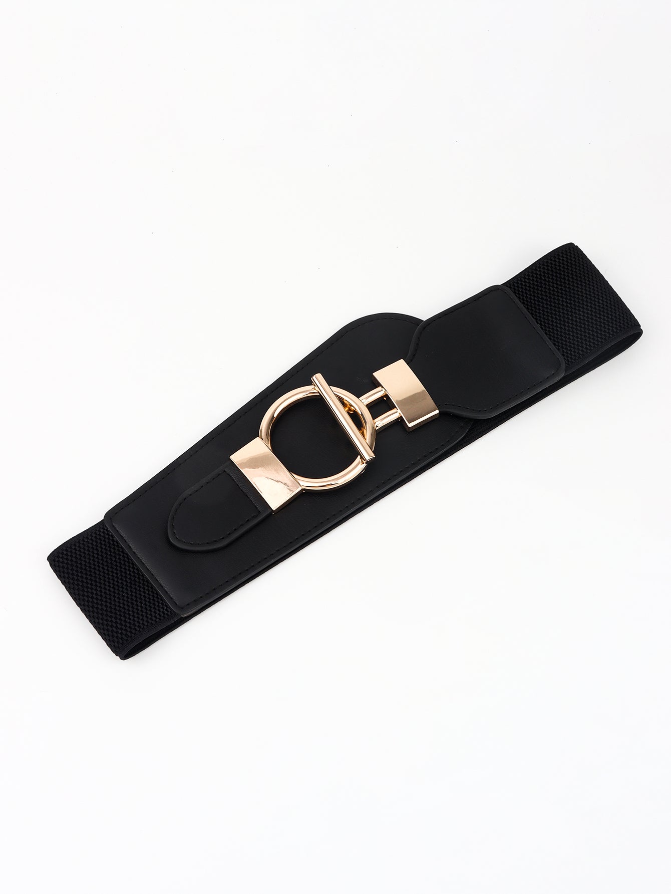 pu elastic wide belt with alloy buckle