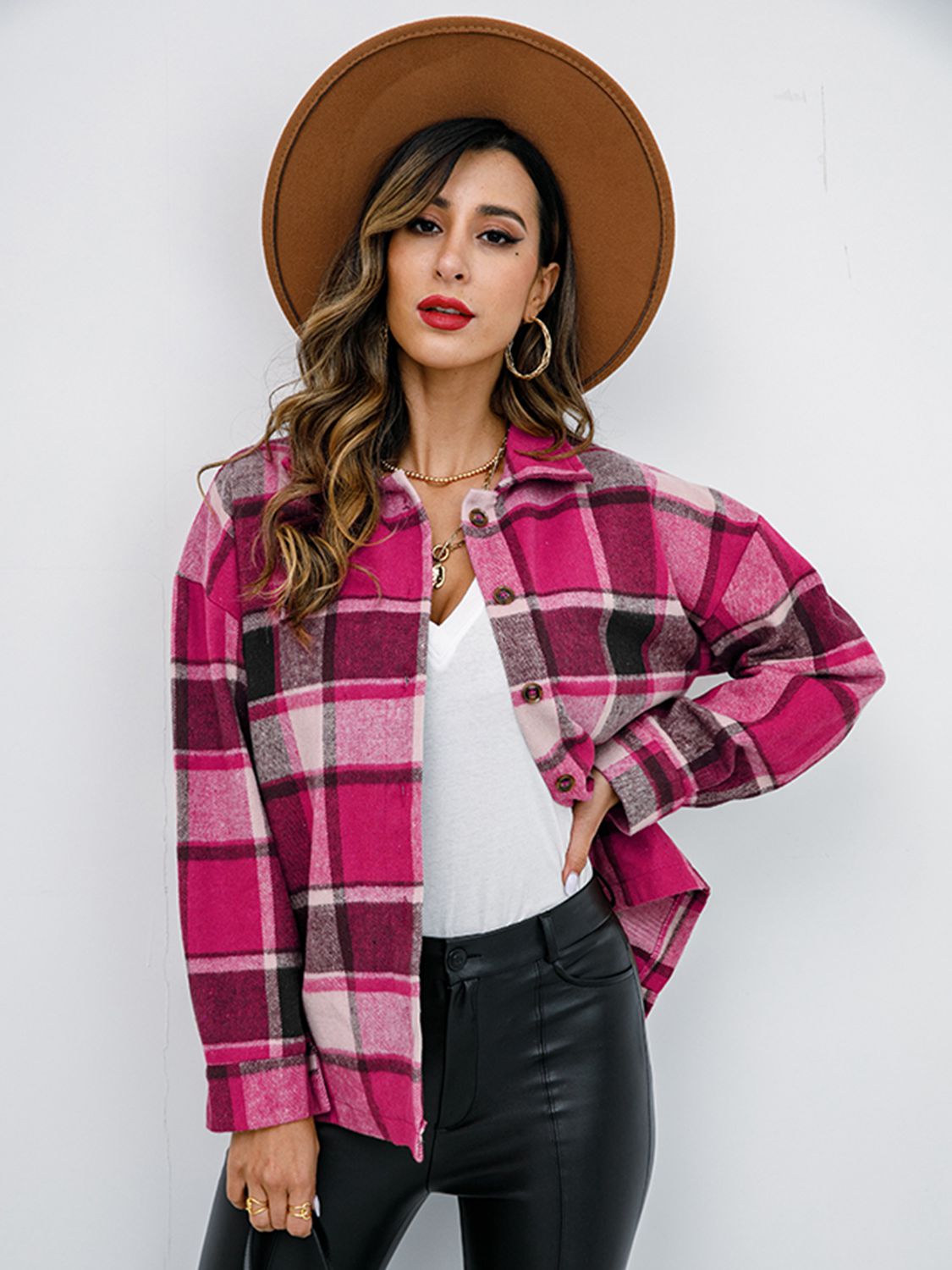 plaid button-down jacket