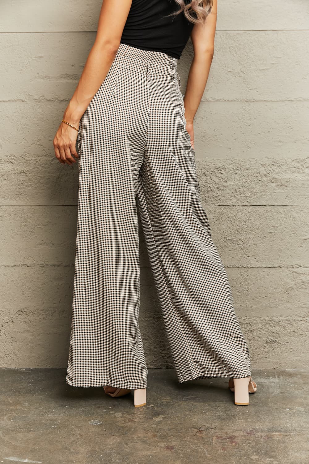 plaid wide leg pants