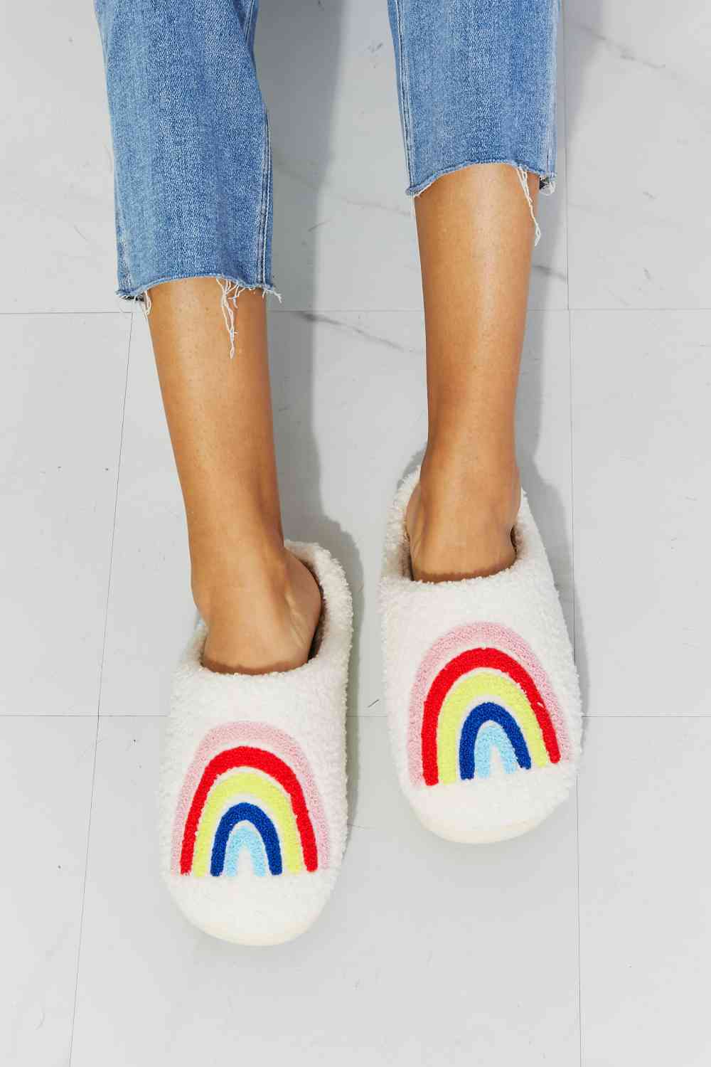 mmshoes rainbow plush slipper