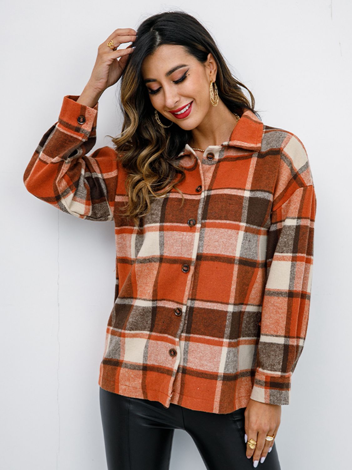 plaid button-down jacket