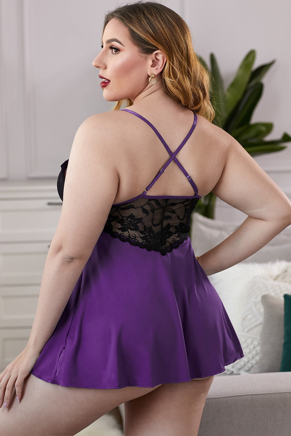 lace see-through plus size chemise