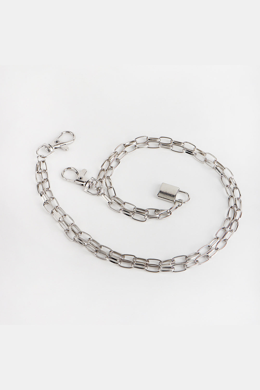 double layered iron chain belt with lock charm