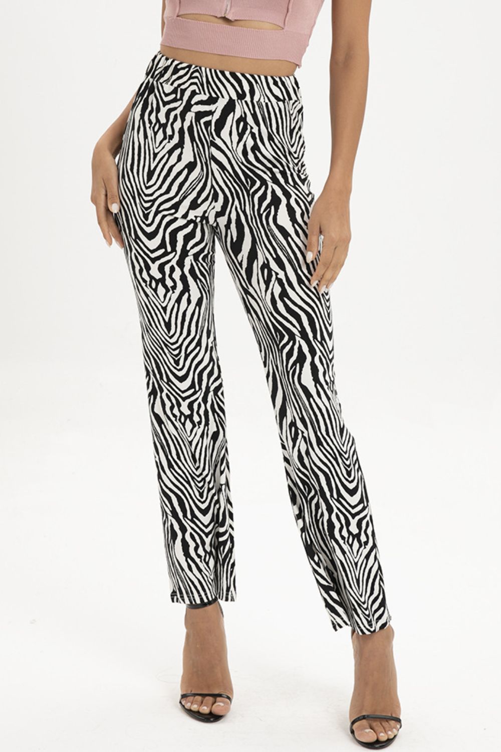 zebra print straight leg pants