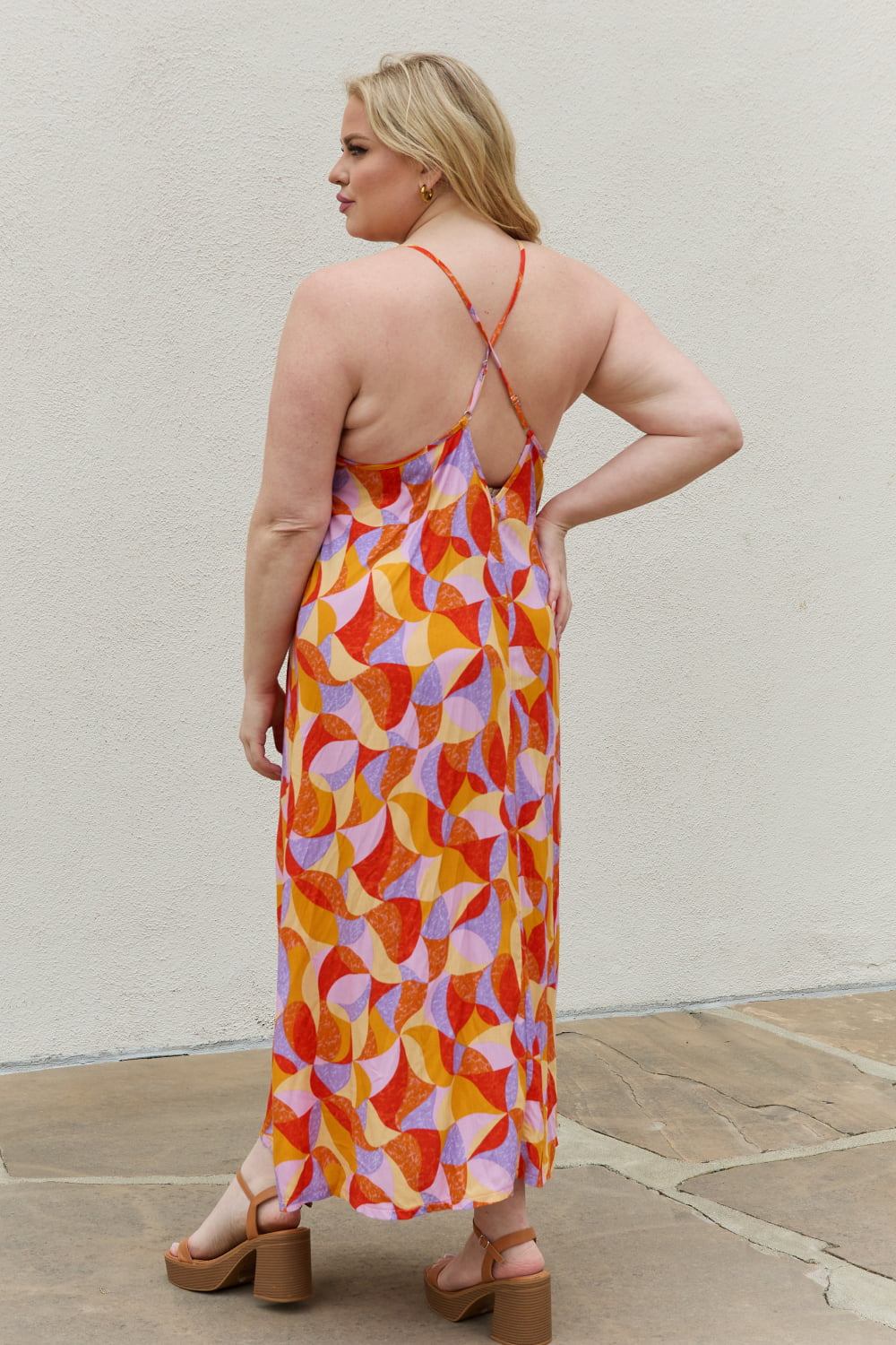 and the why full size printed sleeveless maxi dress