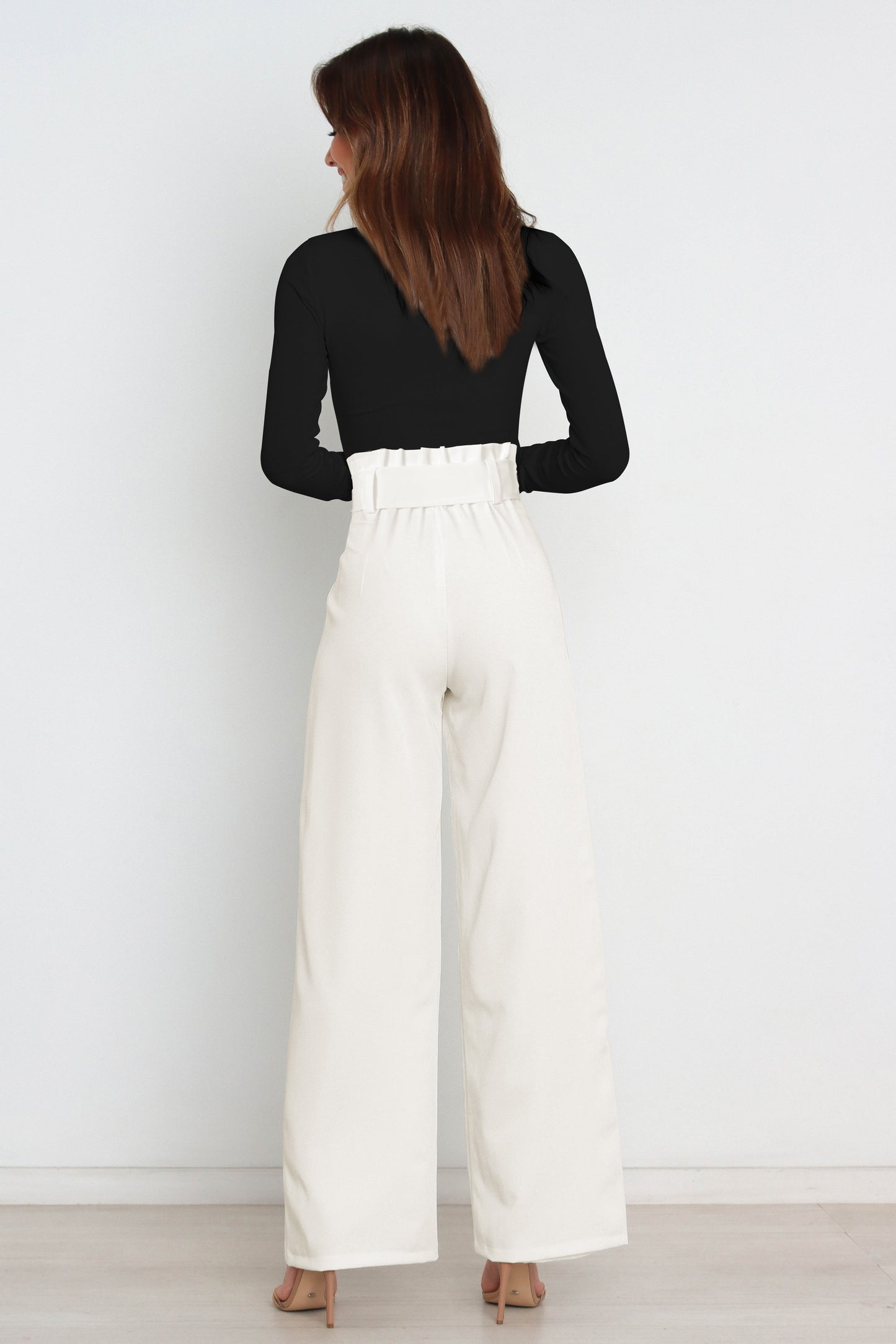 tie front paperbag wide leg pants