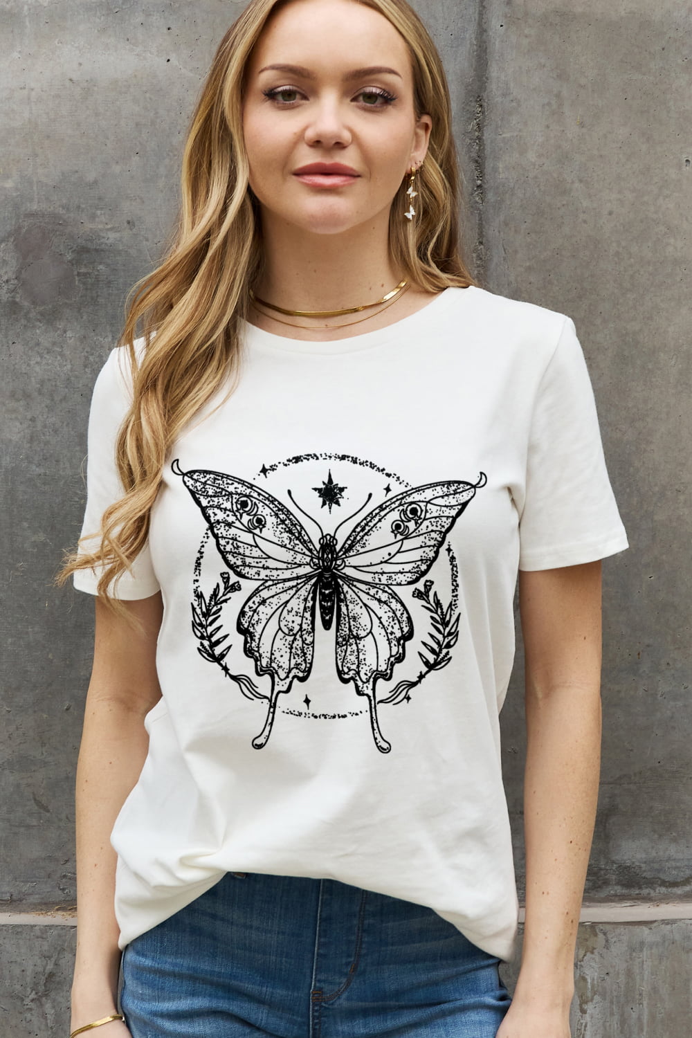 simply love simply love full size butterfly graphic cotton tee