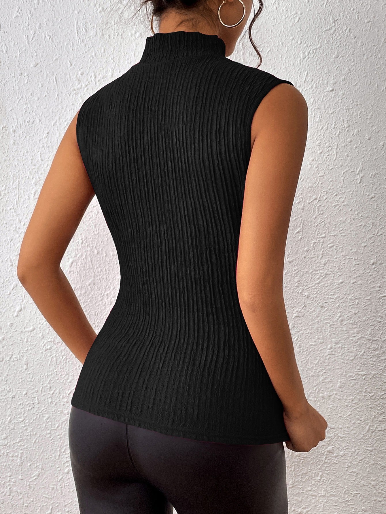 turtleneck sleeveless tank