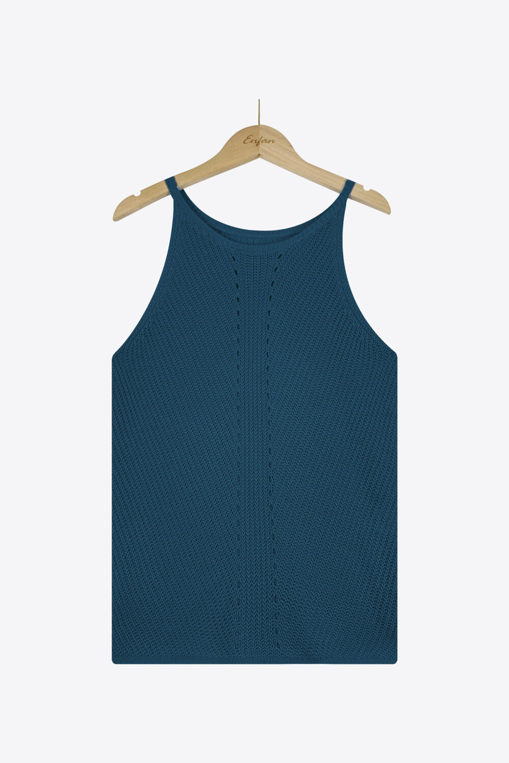 openwork grecian neck knit tank top