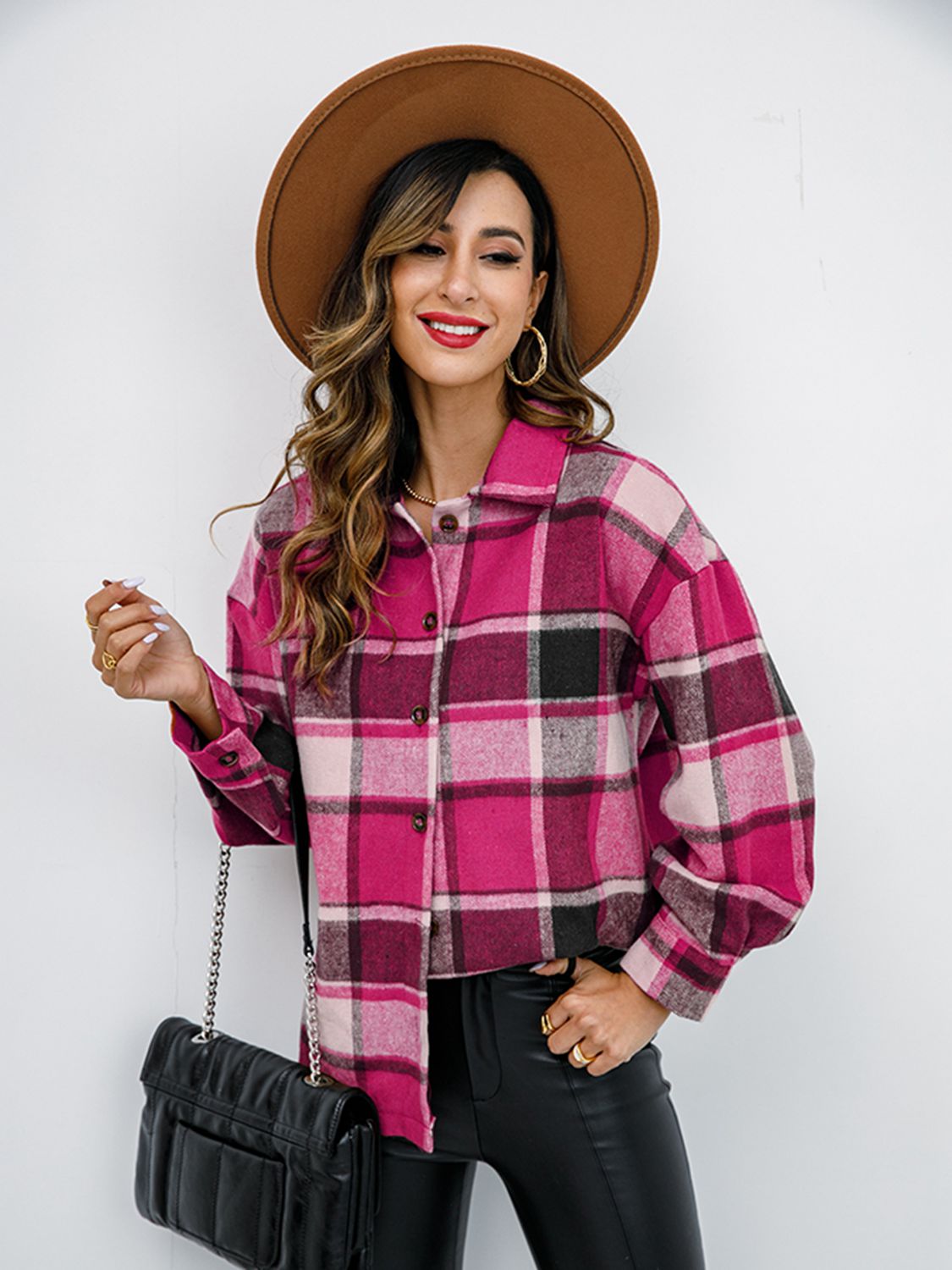 plaid button-down jacket