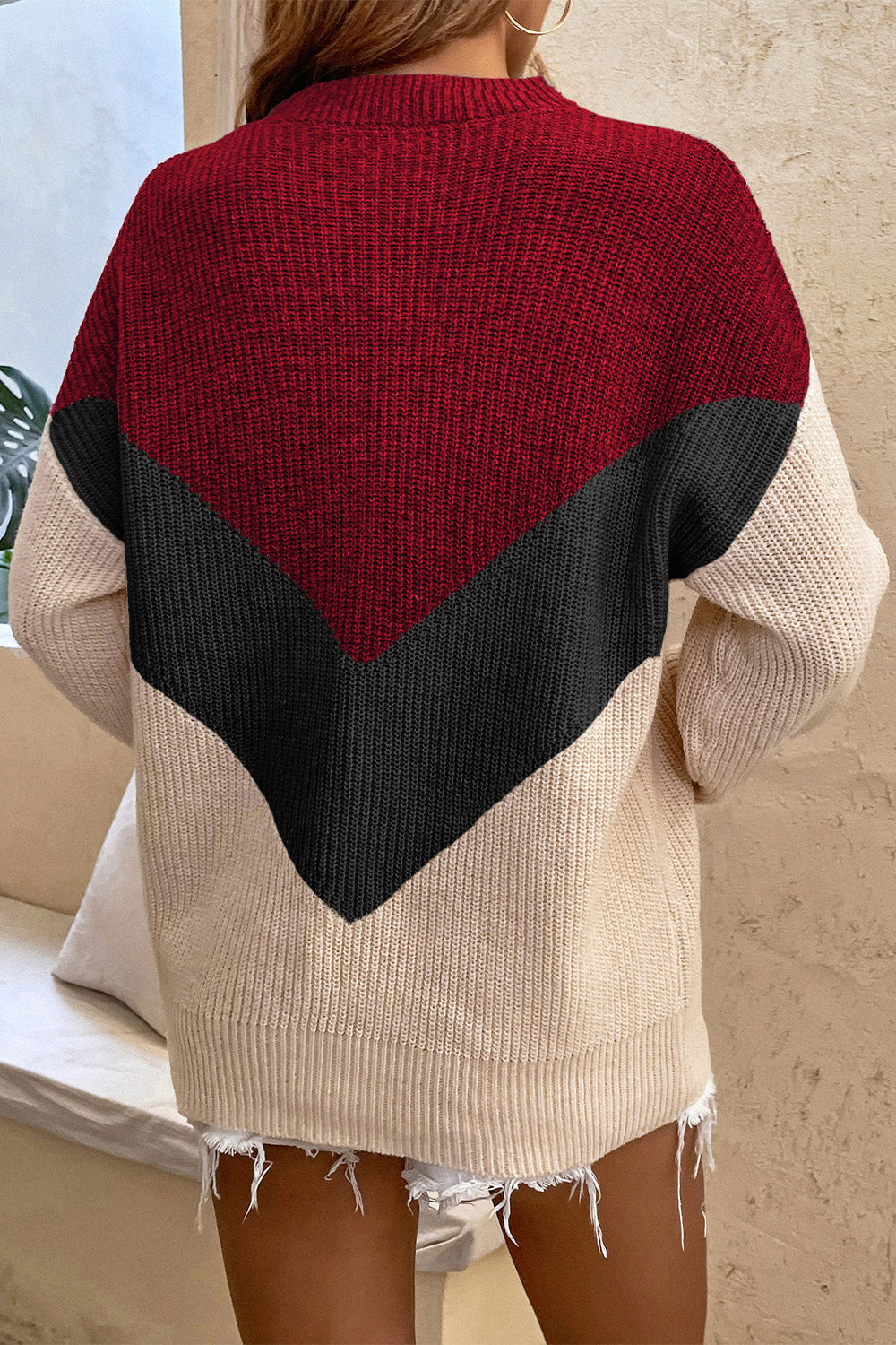 round neck dropped shoulder sweater