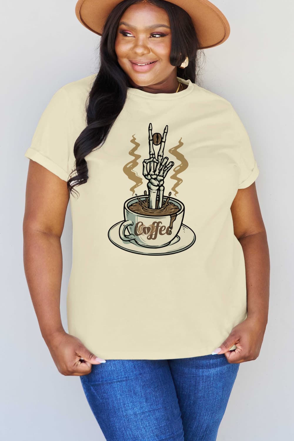 simply love full size coffee graphic cotton tee