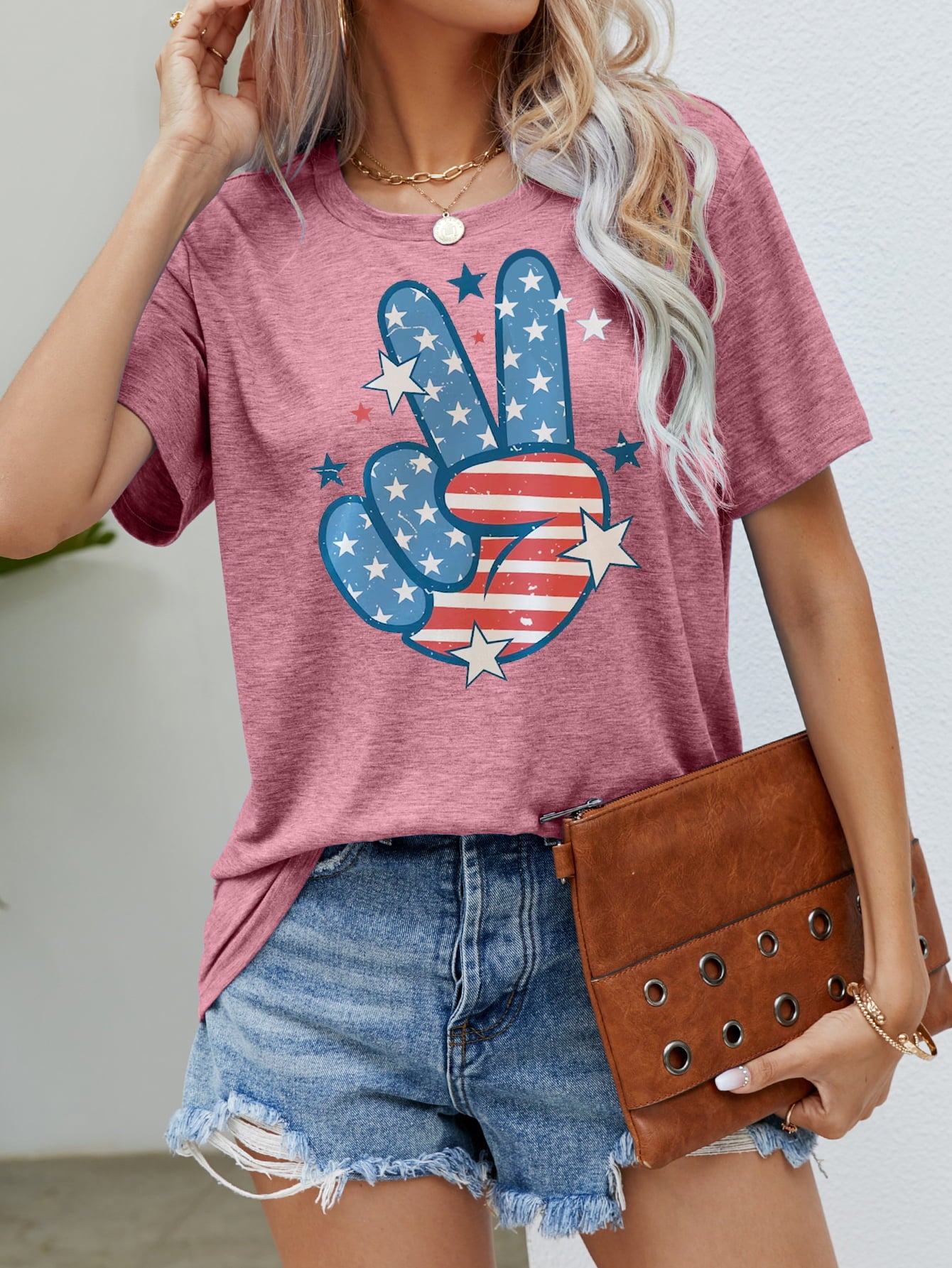 us flag peace sign hand graphic tee