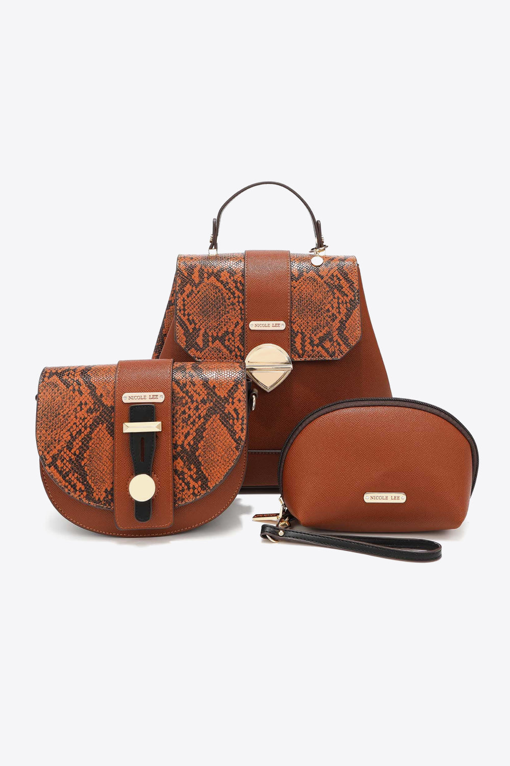 nicole lee usa python 3-piece bag set