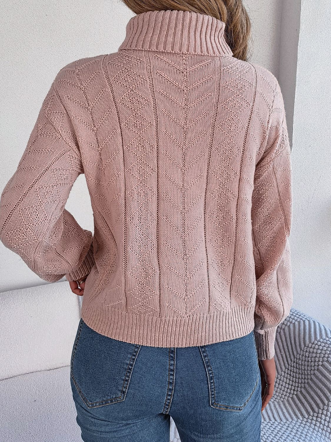 cable-knit turtleneck sweater