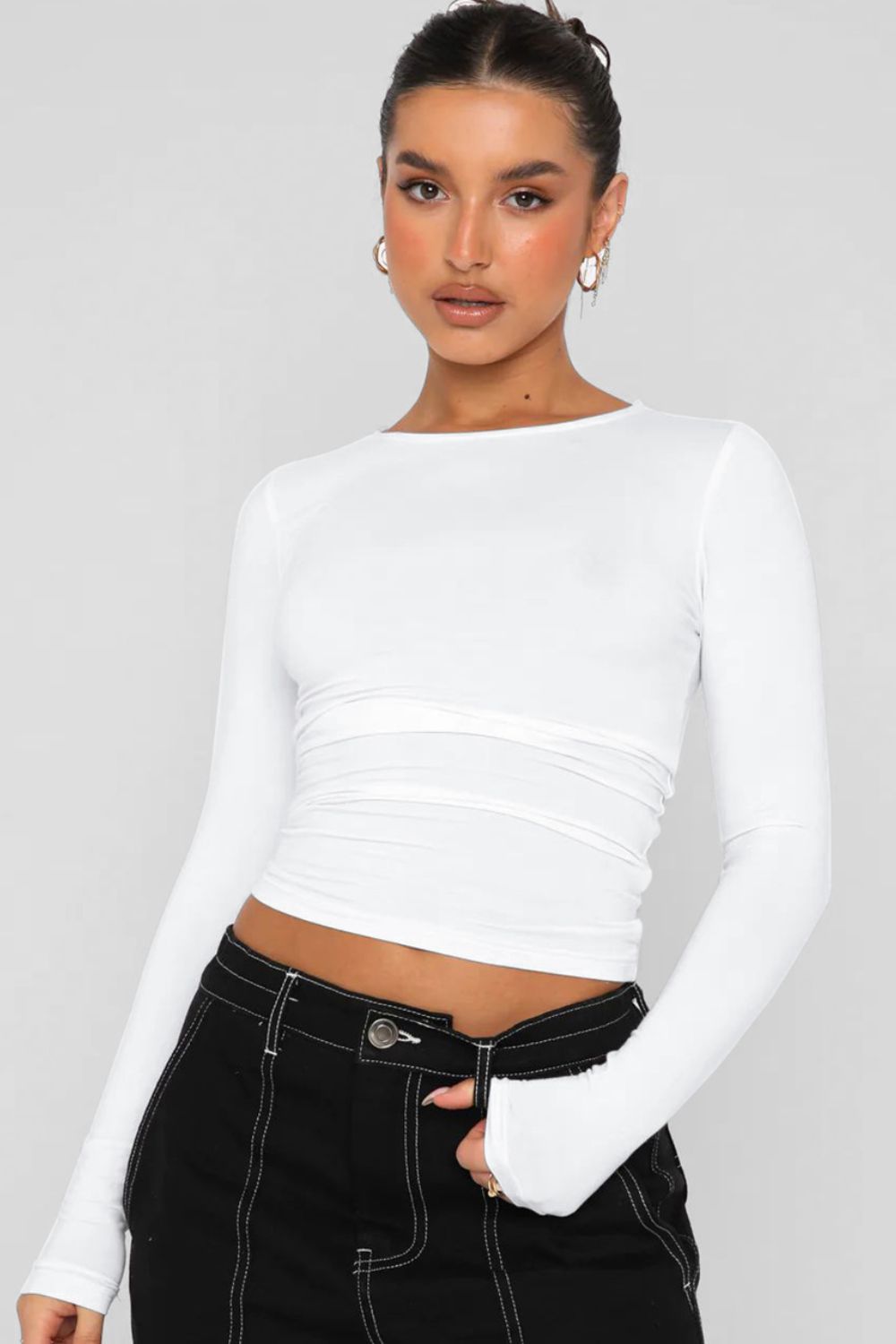 round neck long-sleeve top