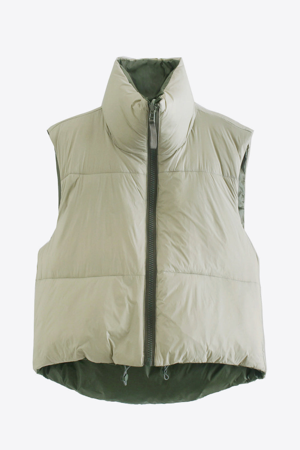 zip-up drawstring puffer vest