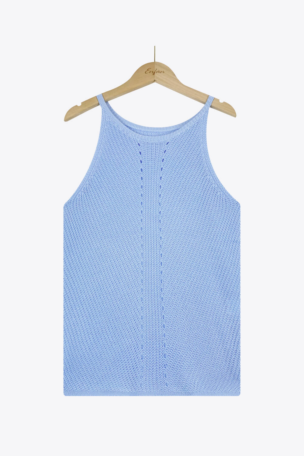 openwork grecian neck knit tank top