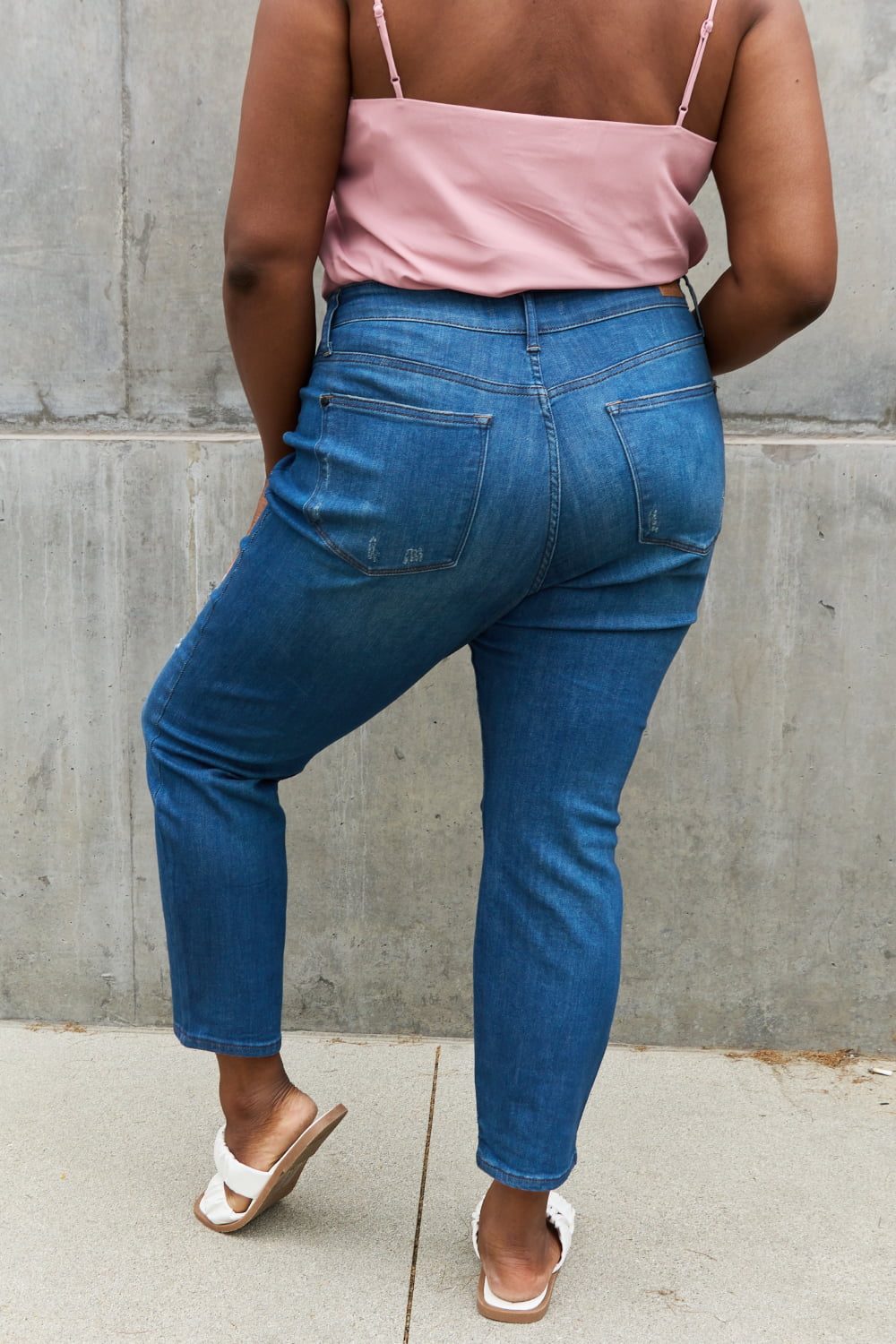 judy blue melanie full size high waisted distressed boyfriend jeans