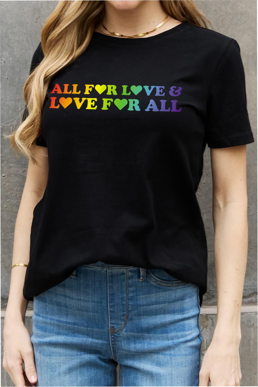 simply love full size all for love & love for all graphic cotton tee