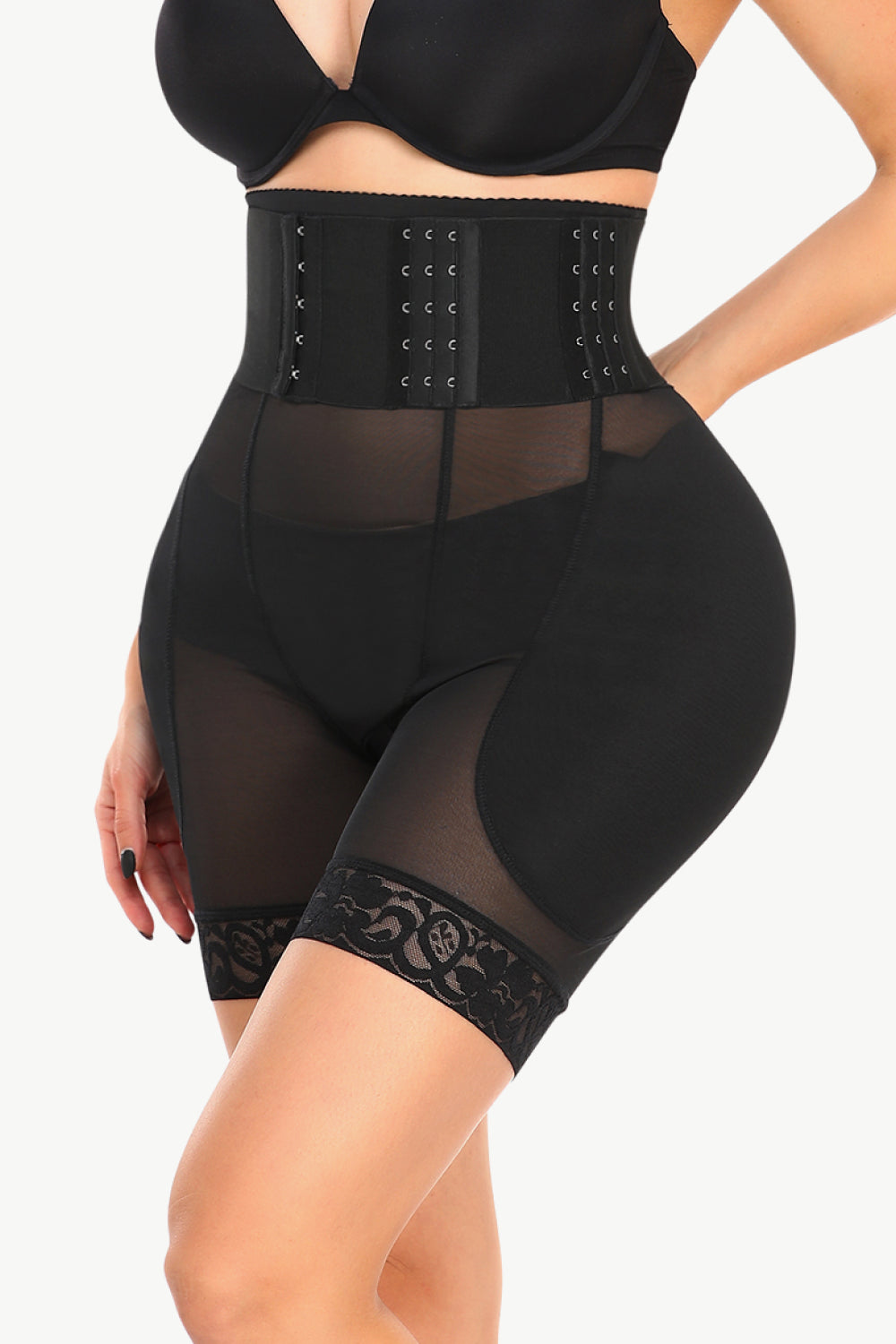 full size breathable lace trim shaping shorts