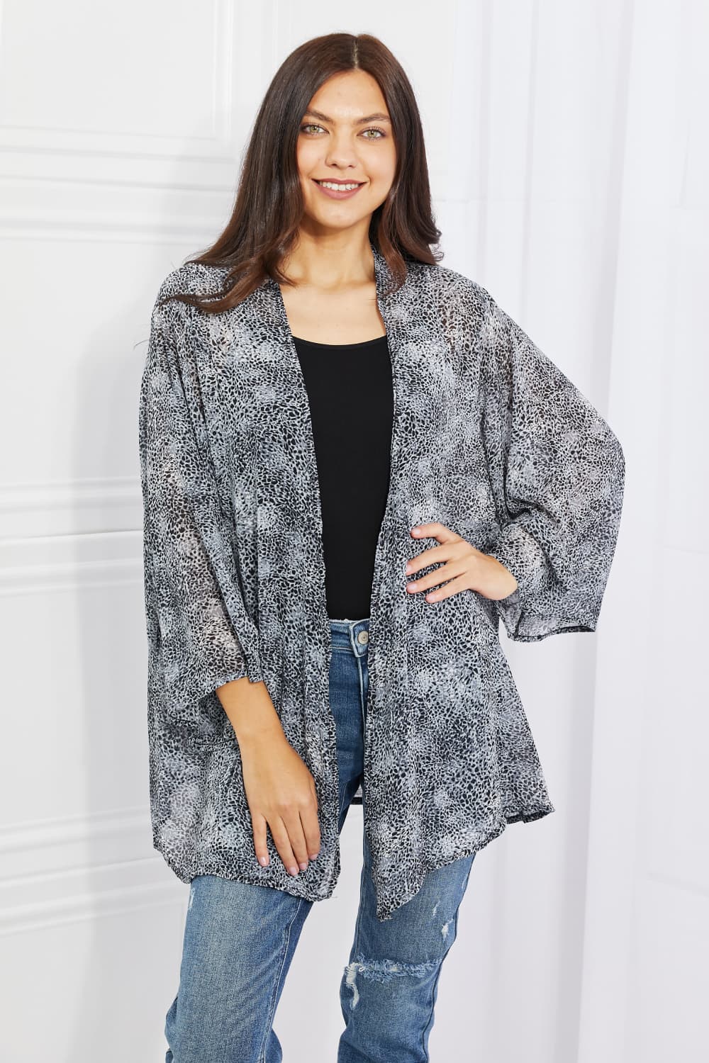 melody full size snake print chiffon kimono