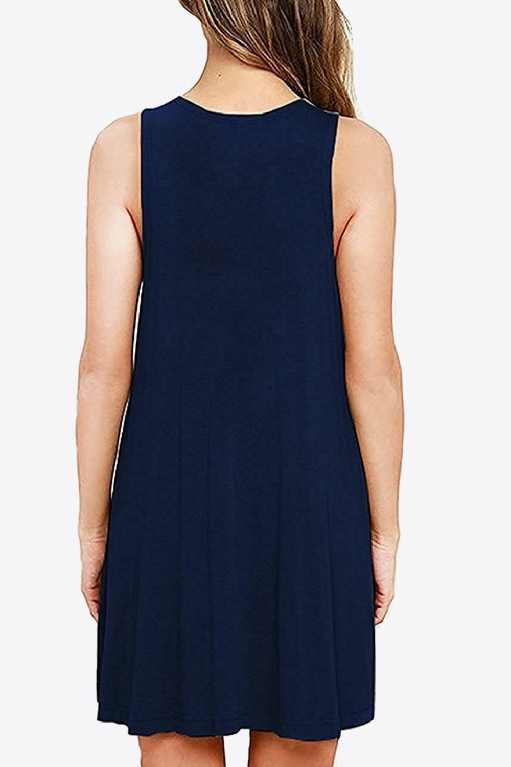 full size round neck sleeveless dress with pockets