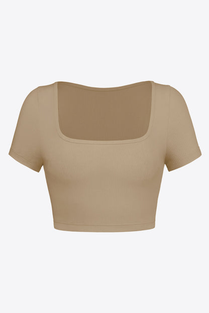 Square Neck Ribbed Crop Top