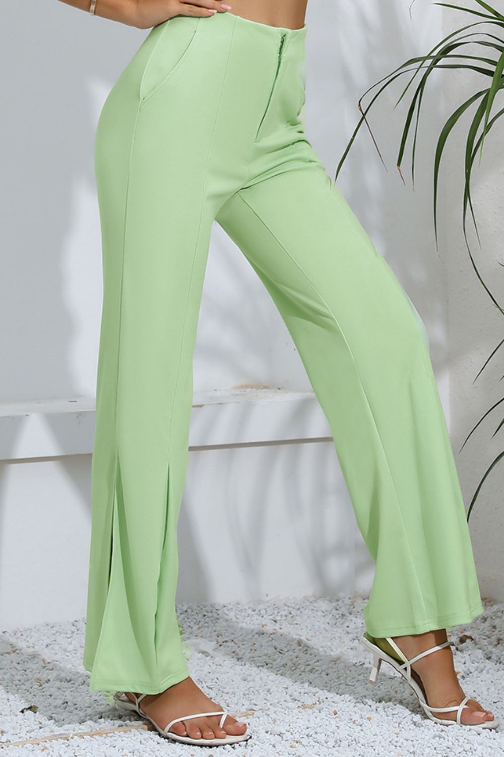 slit high-rise flare pants