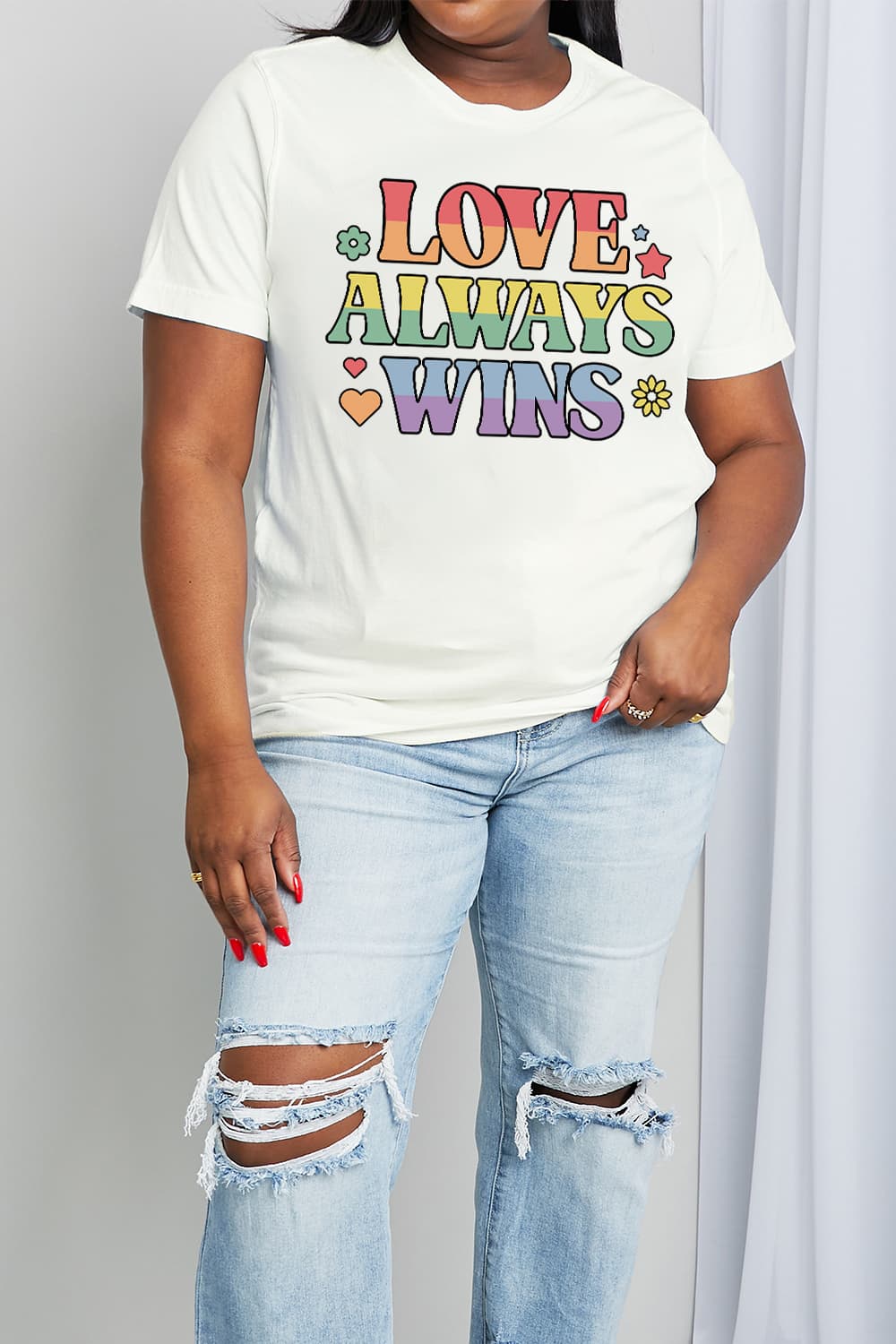 simply love full size love always wins graphic cotton tee