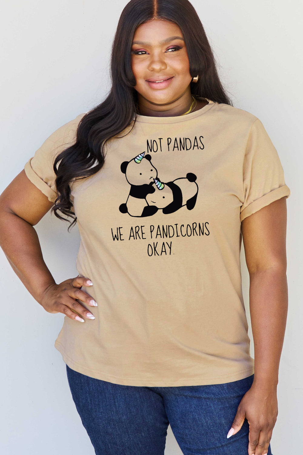 simply love full size  pandicorn graphic cotton t-shirt