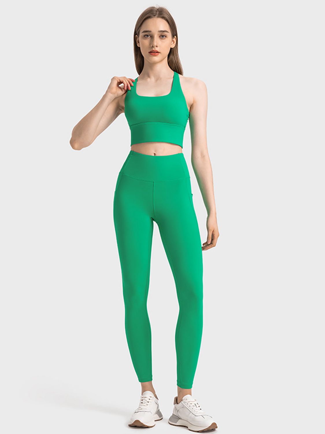 wide waistband slim fit long sports leggings