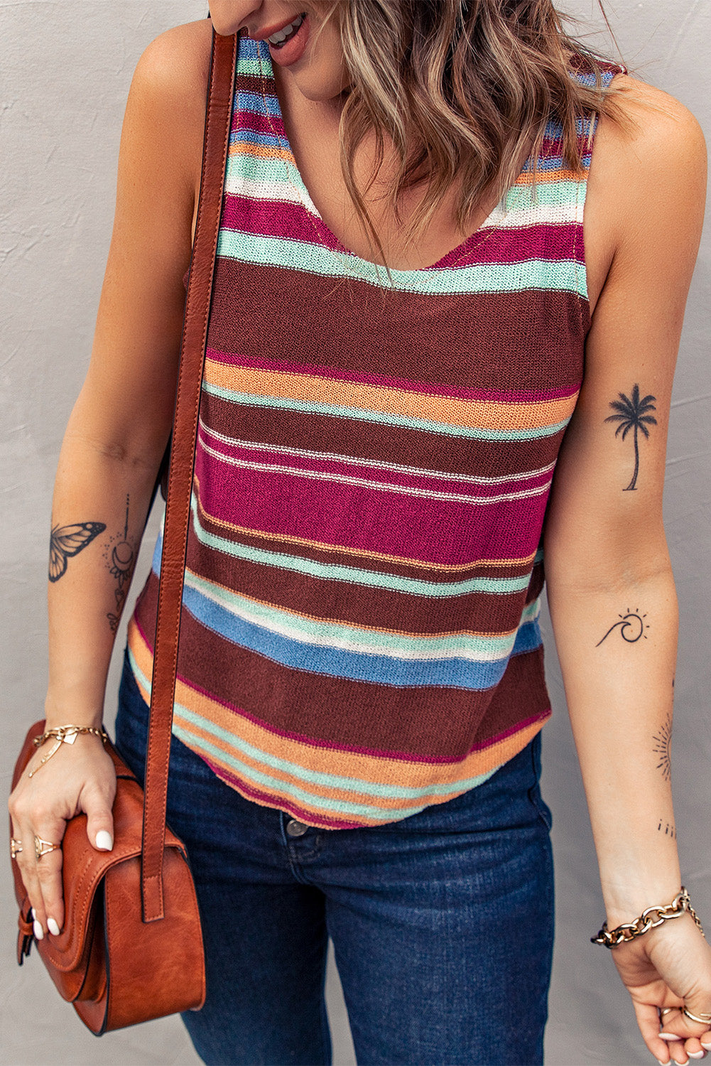 striped scoop neck tank